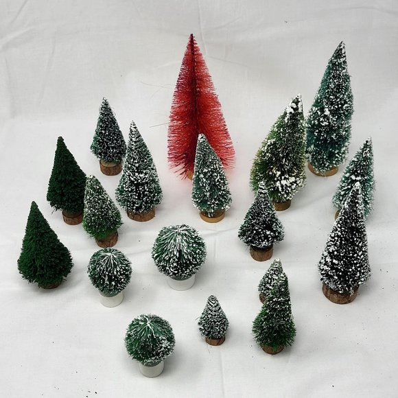 18x BOTTLE BRUSH VTG Trees Red Green 2" to 6.5" Christmas Dollhouse Village Prop - Picture 2 of 9